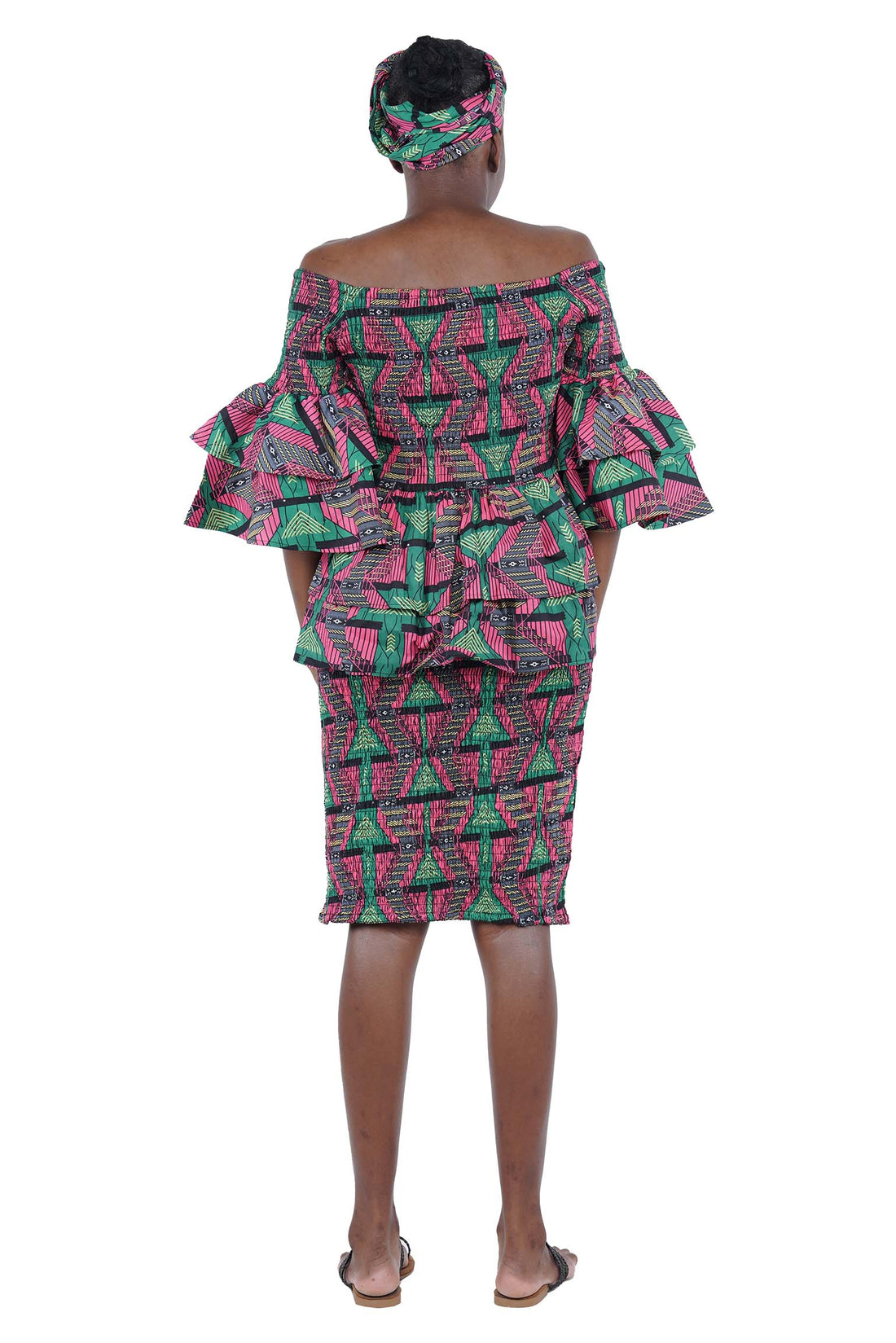 African Double Layer Top &amp; Pencil Skirt Set