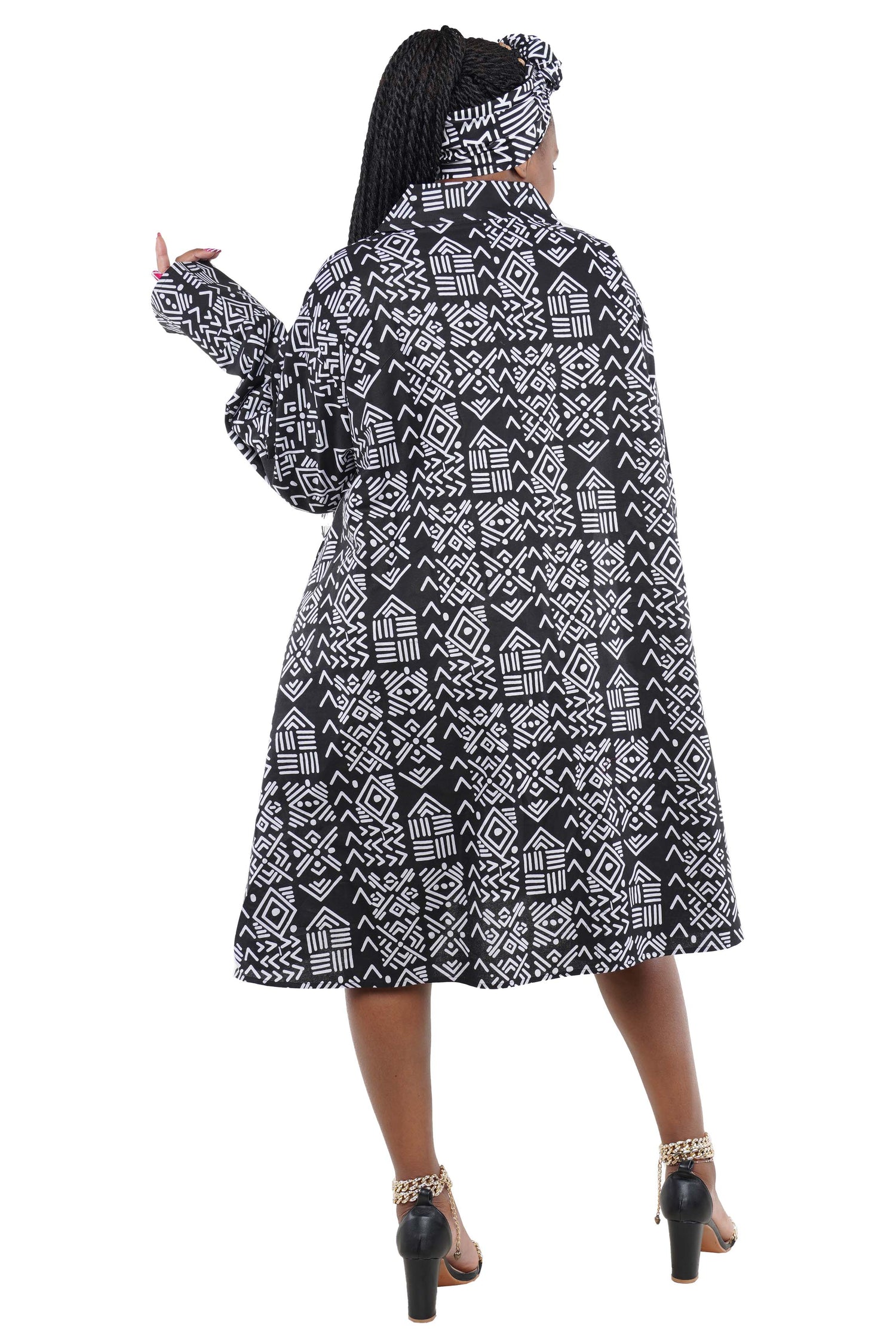 African Ladies Button Up Swing Dress | One Size