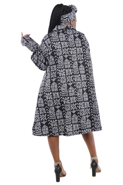 African Ladies Button Up Swing Dress | One Size
