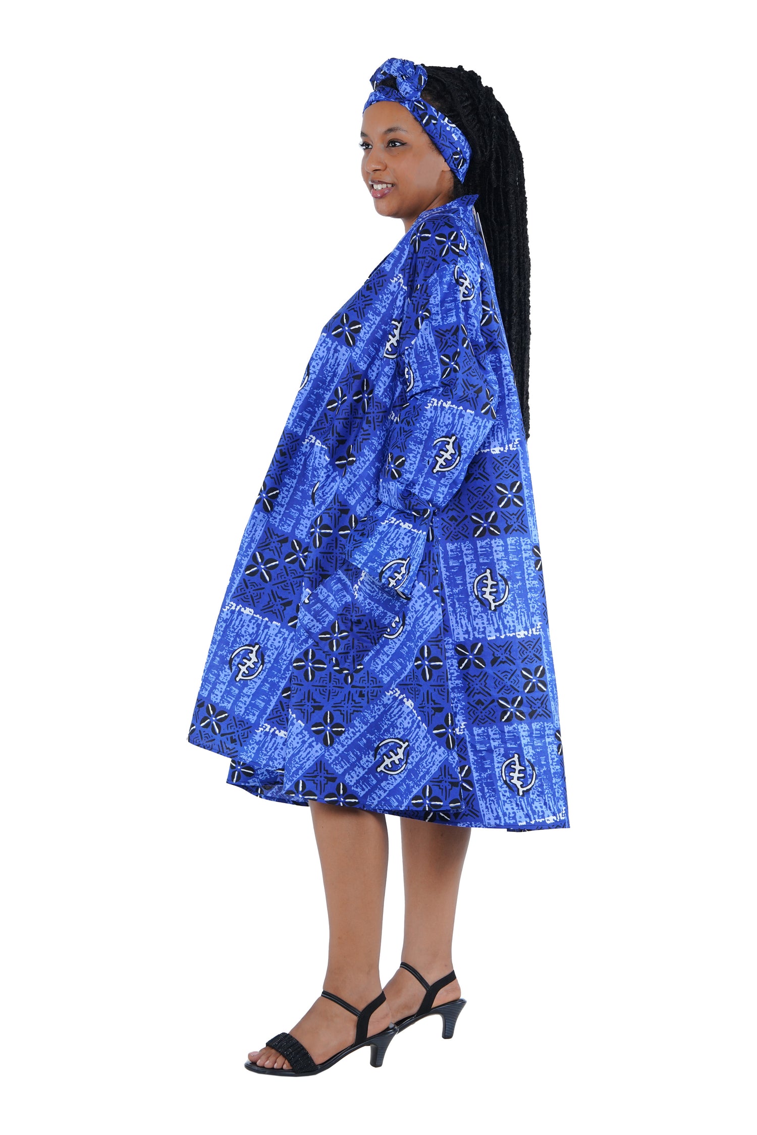 African Ladies Button Up Swing Dress