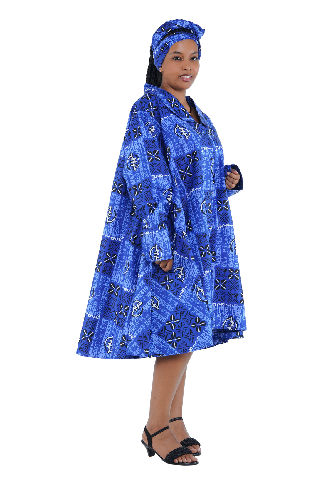 African Ladies Button Up Swing Dress