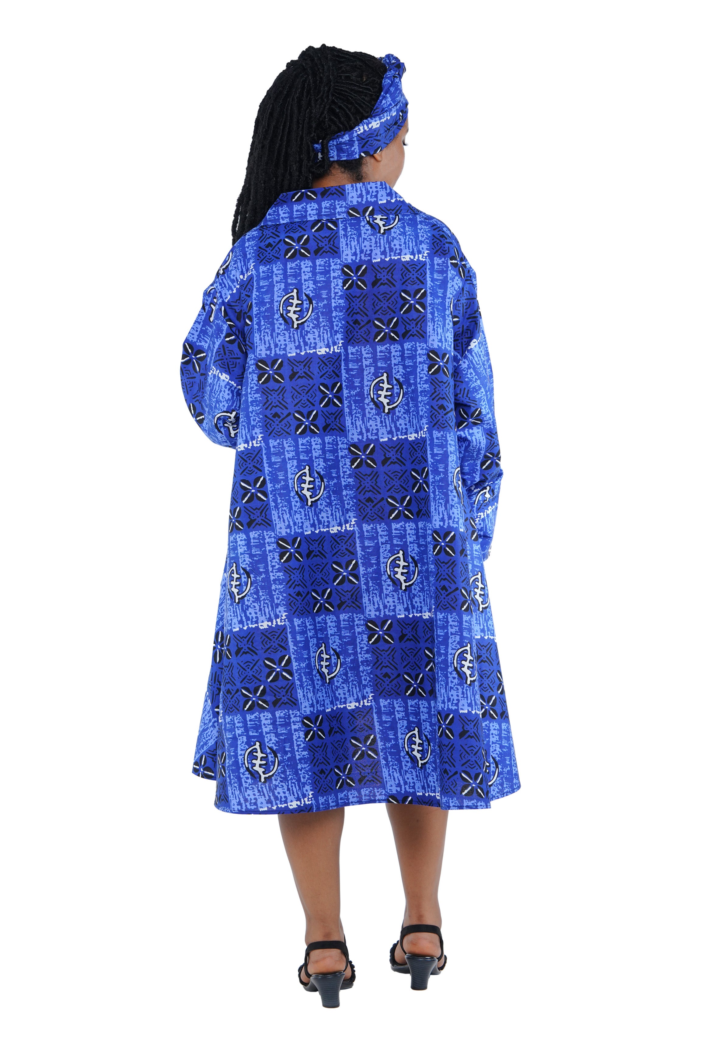 African Ladies Button Up Swing Dress