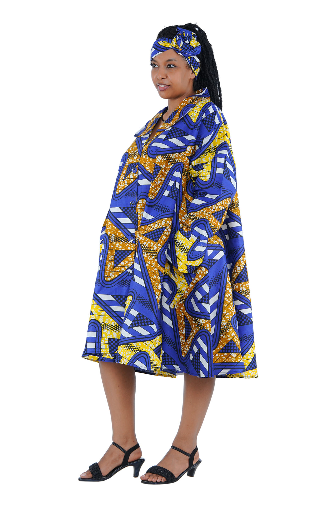 African Ladies Button Up Swing Dress