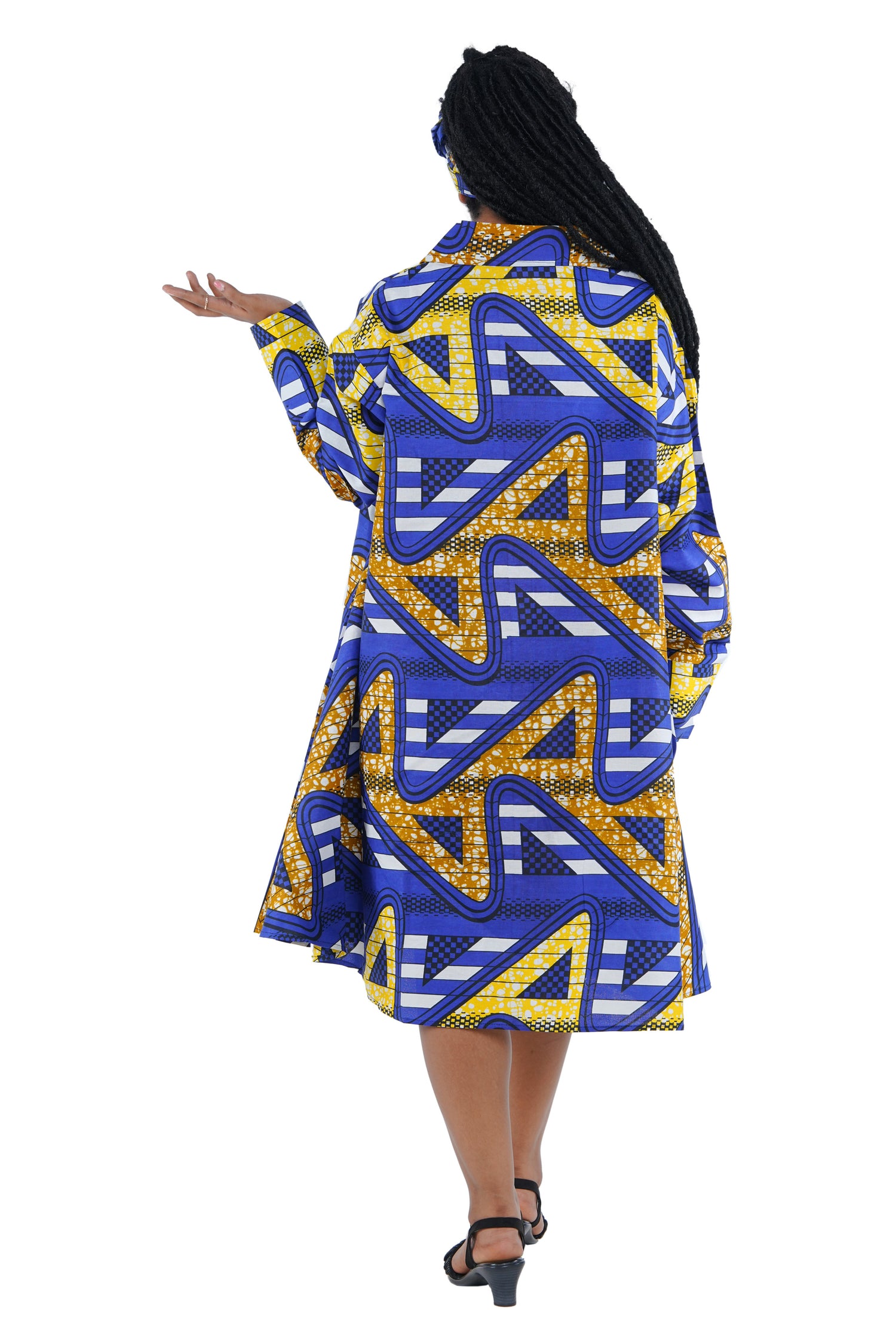 African Ladies Button Up Swing Dress