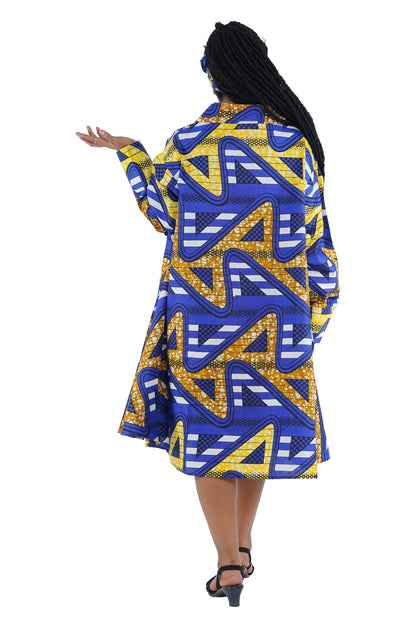 African Ladies Button Up Swing Dress