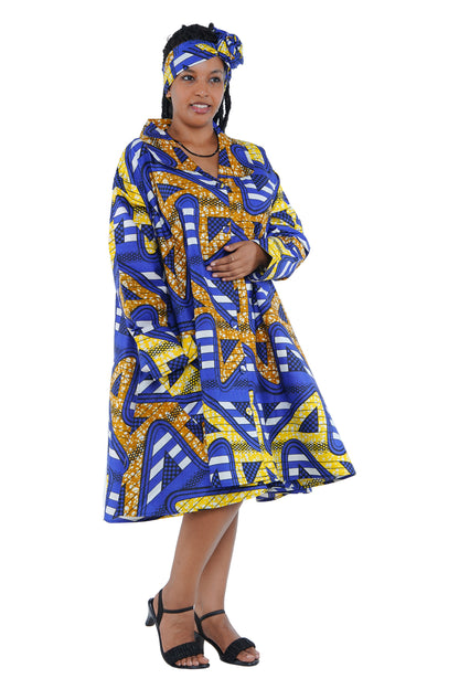 African Ladies Button Up Swing Dress
