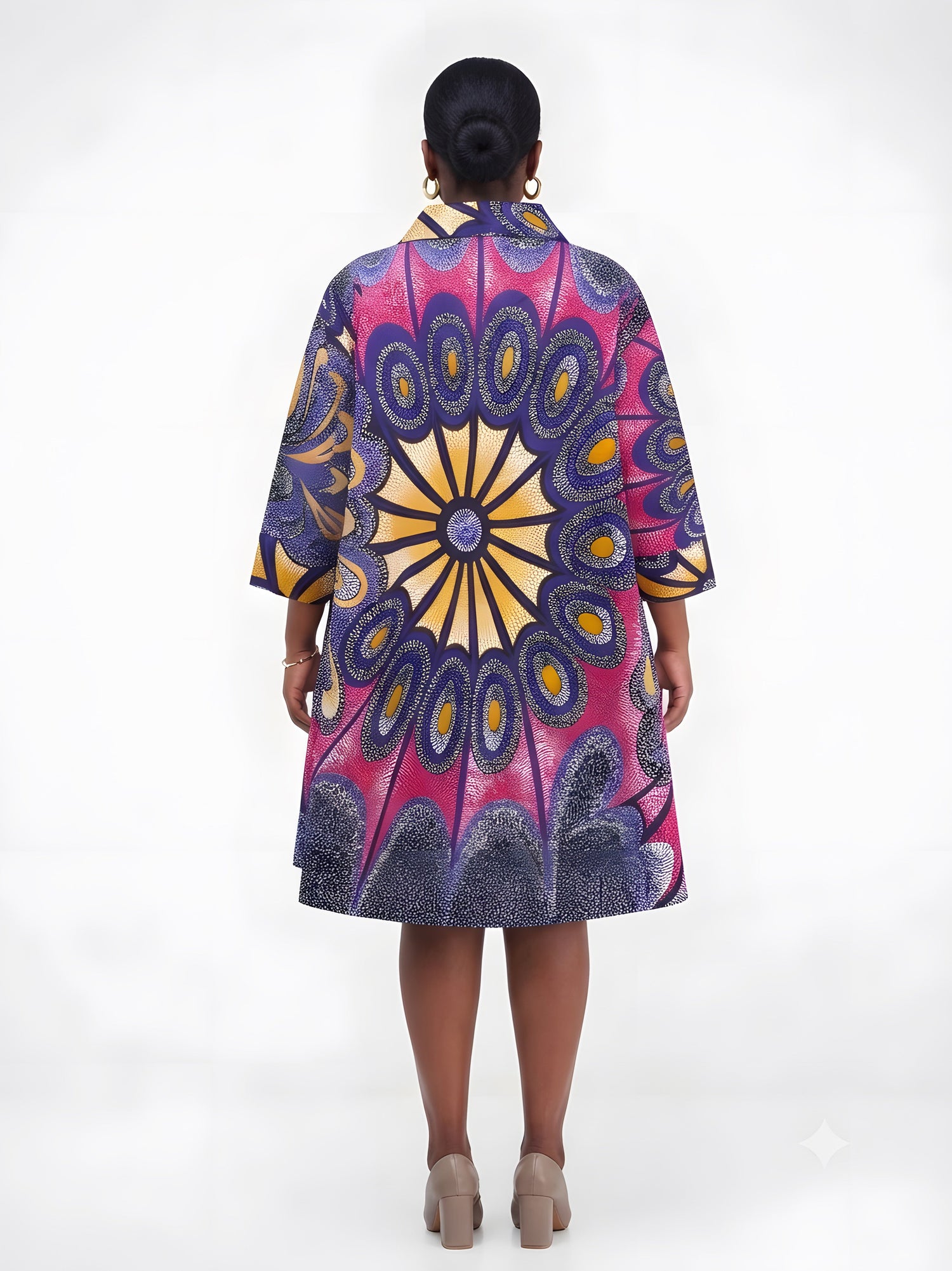 African Ladies Button Up Swing Dress | One Size