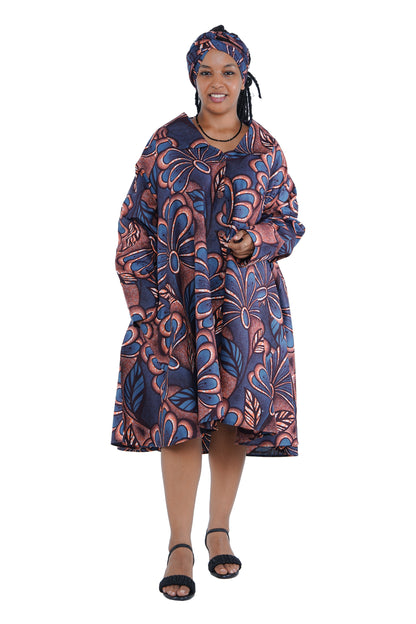 African Ladies Button Up Swing Dress