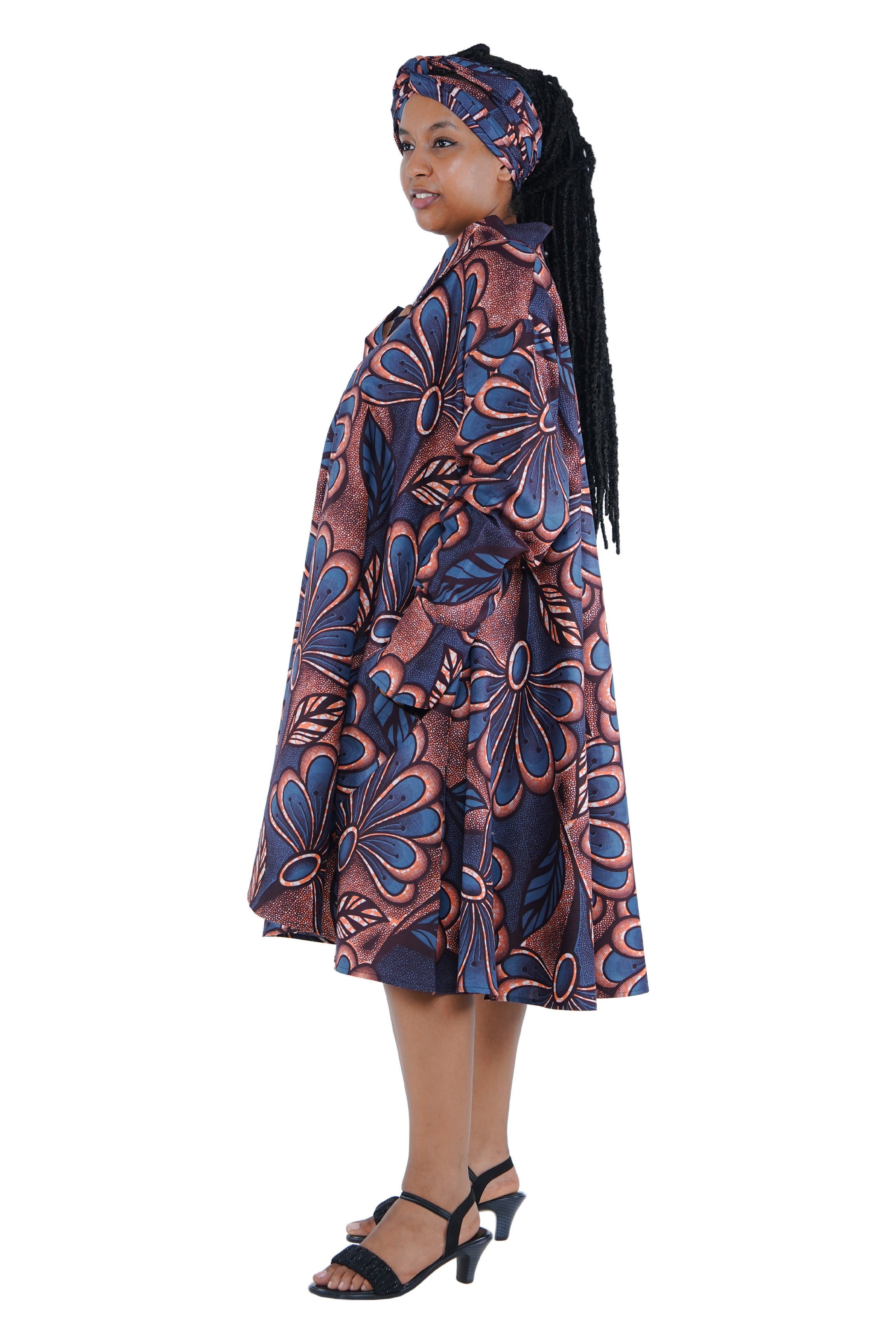African Ladies Button Up Swing Dress
