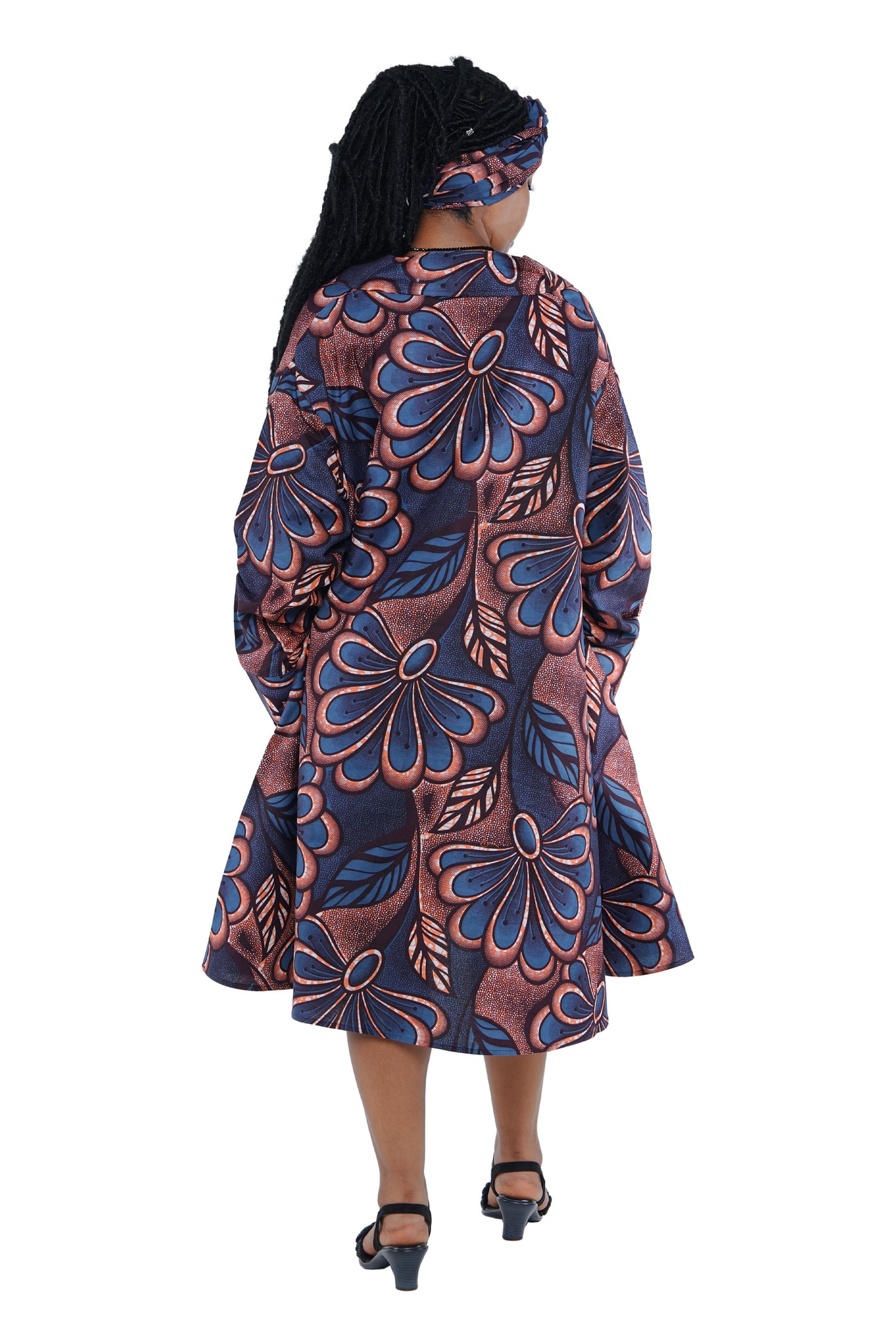 African Ladies Button Up Swing Dress