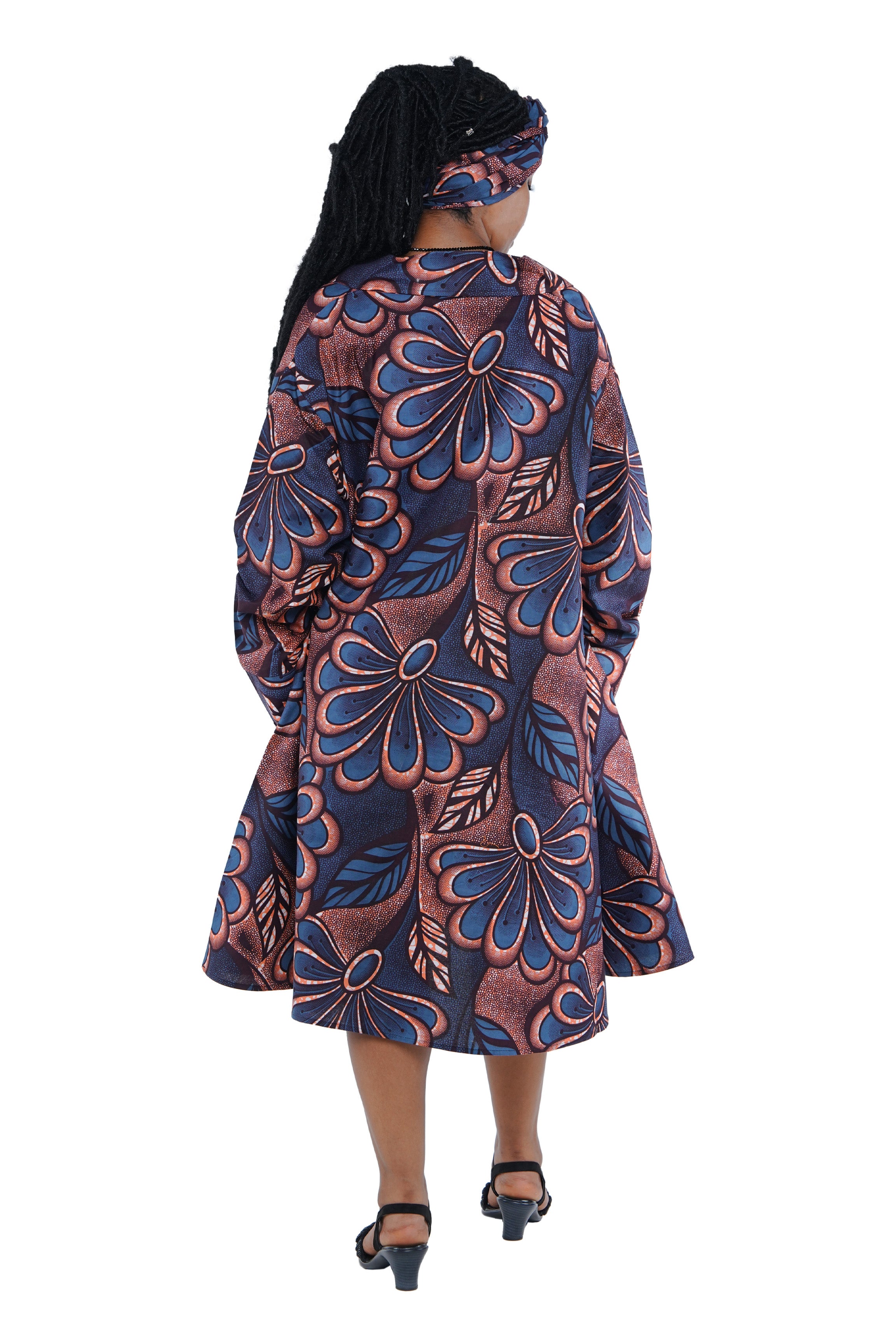 African Ladies Button Up Swing Dress