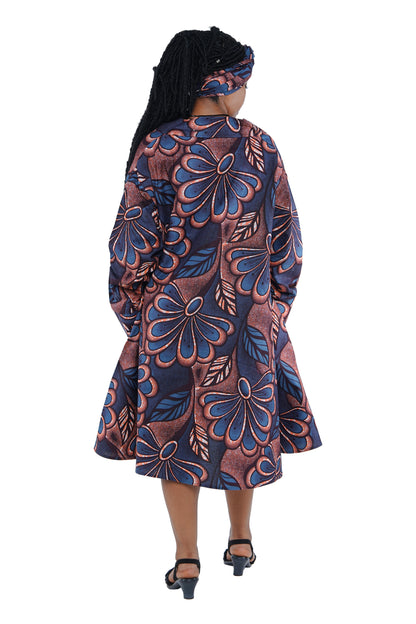 African Ladies Button Up Swing Dress