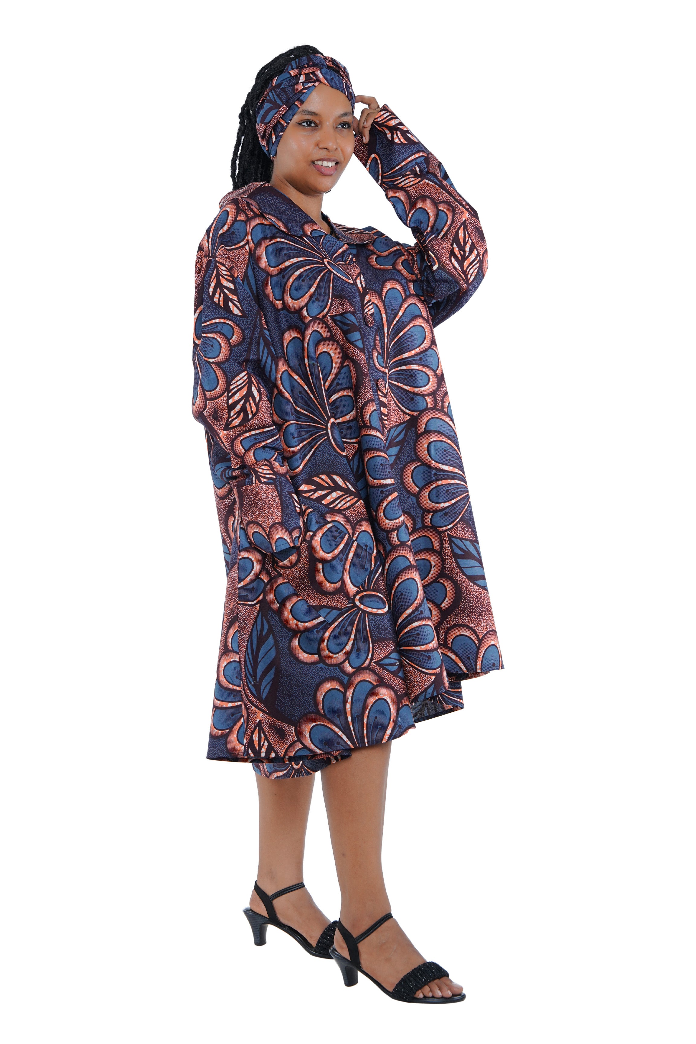 African Ladies Button Up Swing Dress