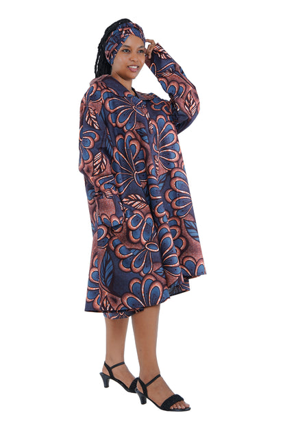 African Ladies Button Up Swing Dress
