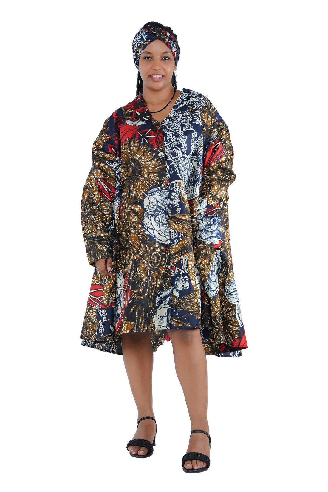 African Ladies Button Up Swing Dress
