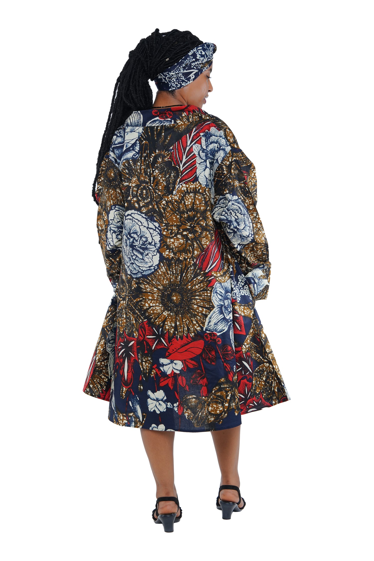 African Ladies Button Up Swing Dress