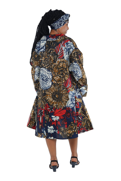 African Ladies Button Up Swing Dress