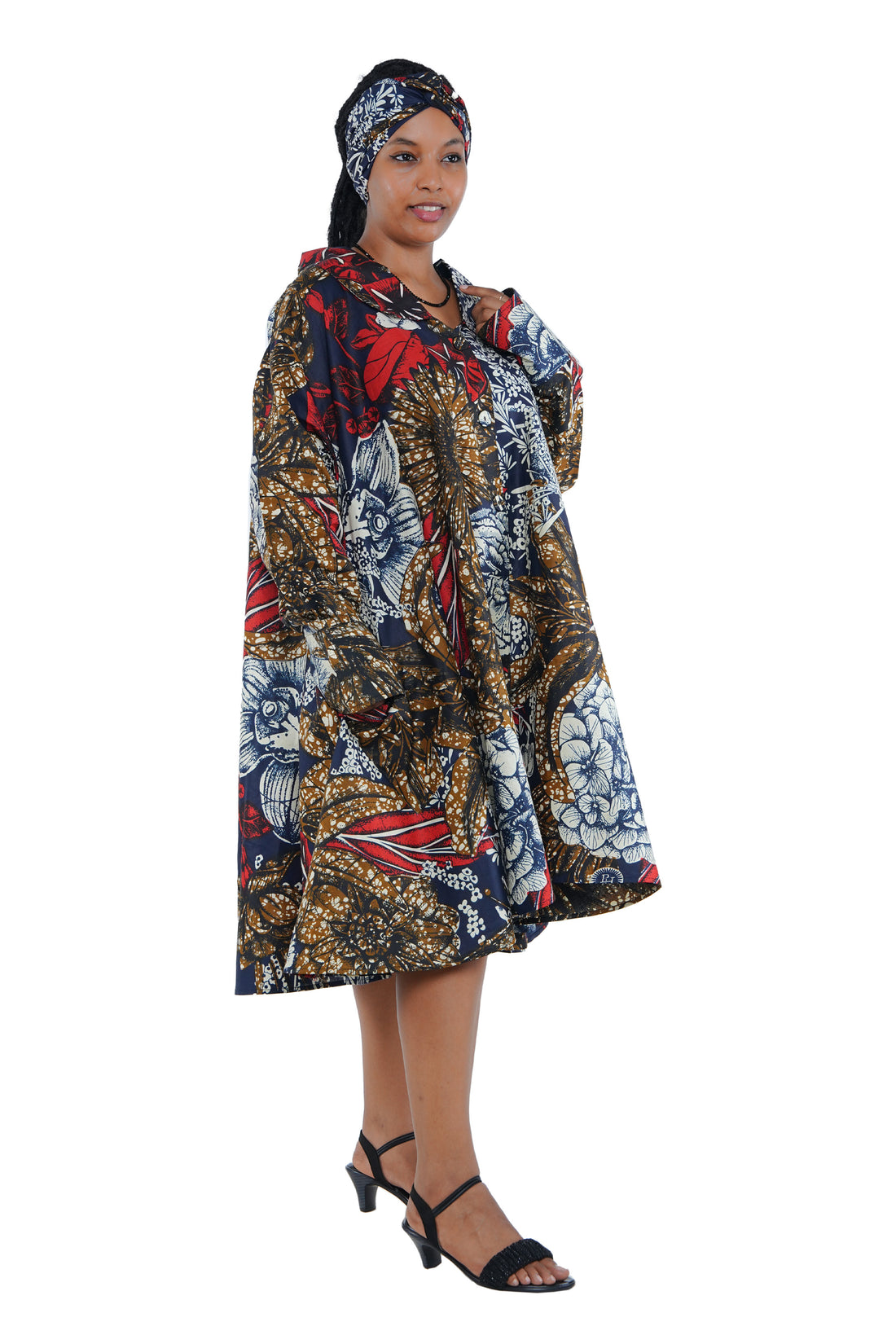African Ladies Button Up Swing Dress