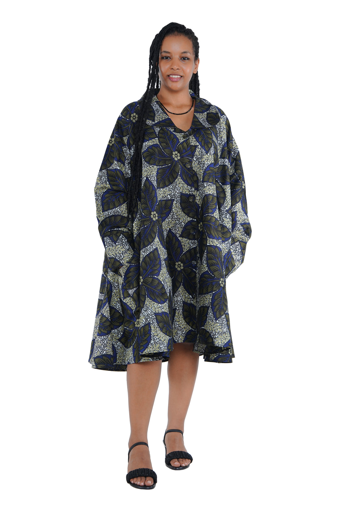 African Ladies Button Up Swing Dress