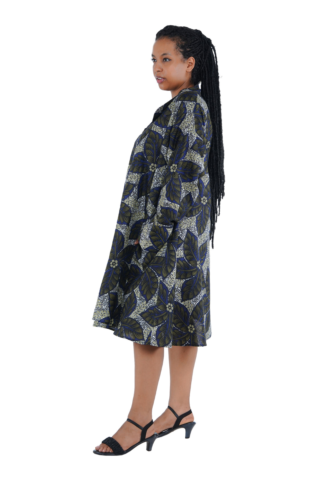 African Ladies Button Up Swing Dress