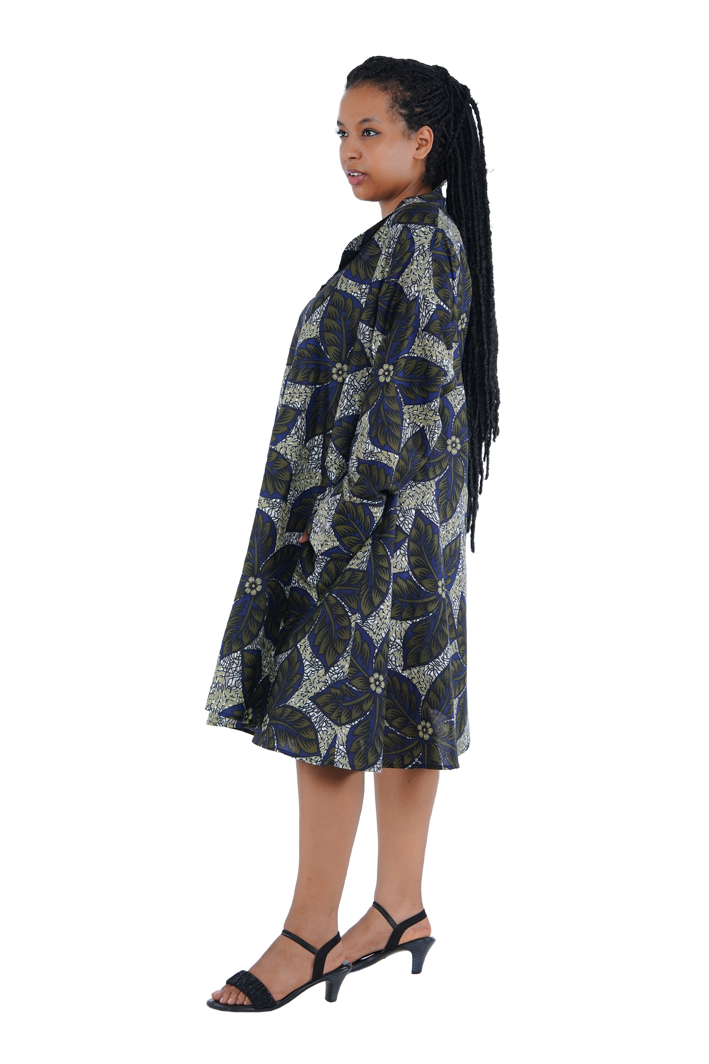 African Ladies Button Up Swing Dress