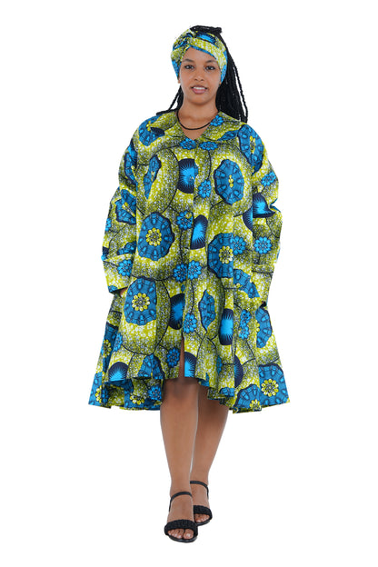 African Ladies Button Up Swing Dress
