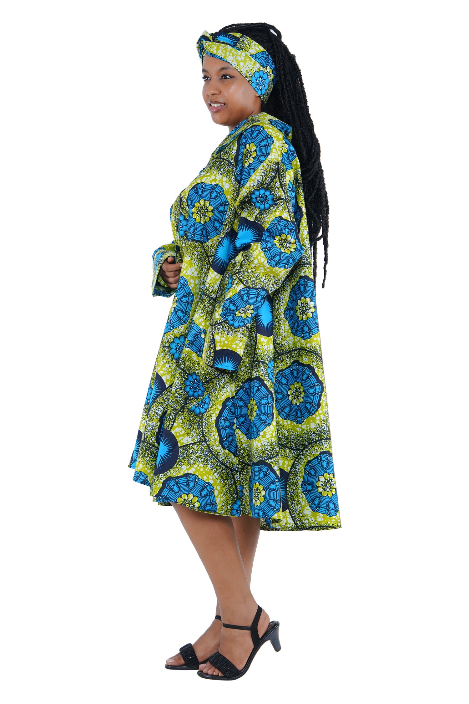 African Ladies Button Up Swing Dress
