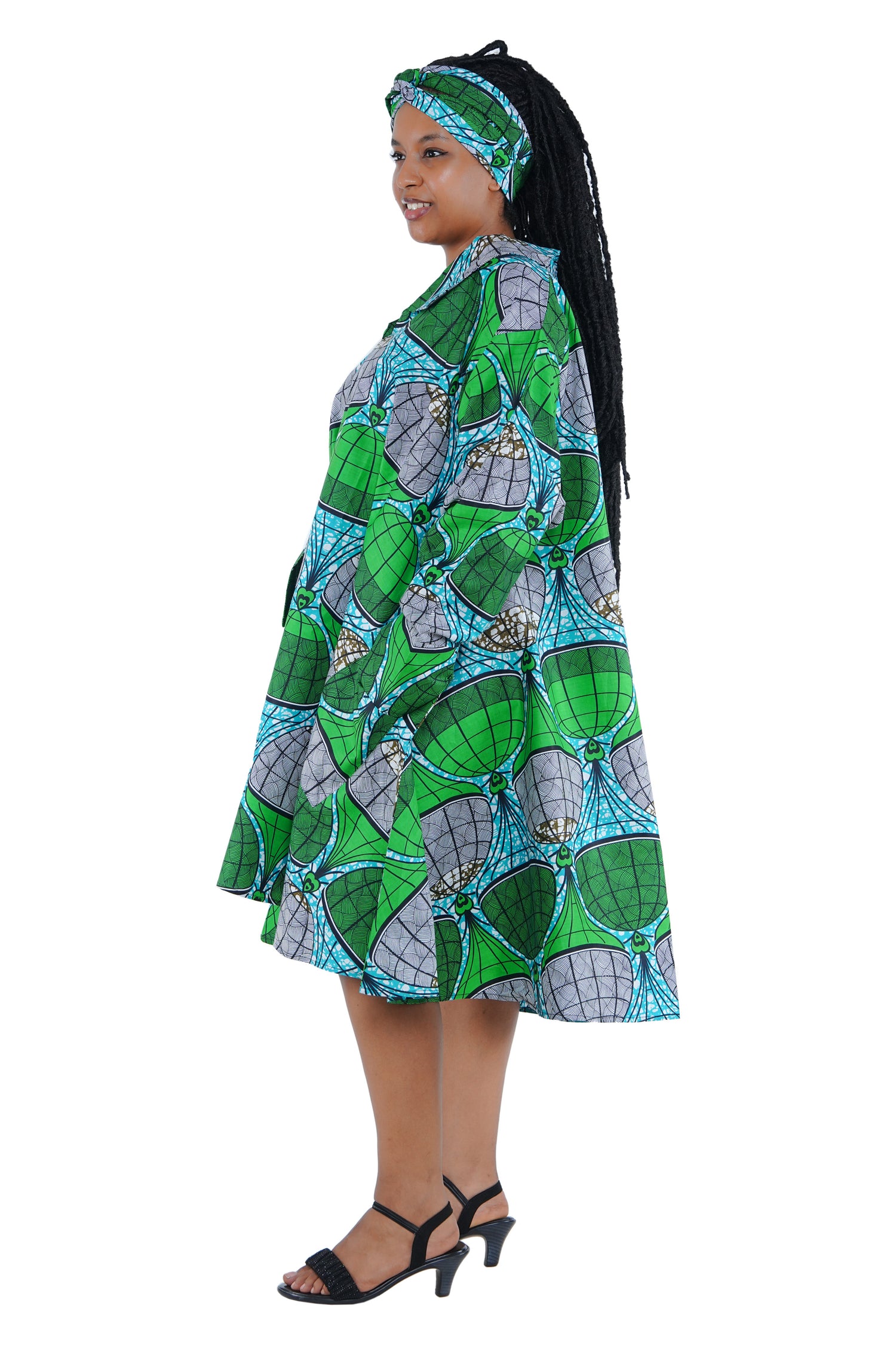 African Ladies Button Up Swing Dress