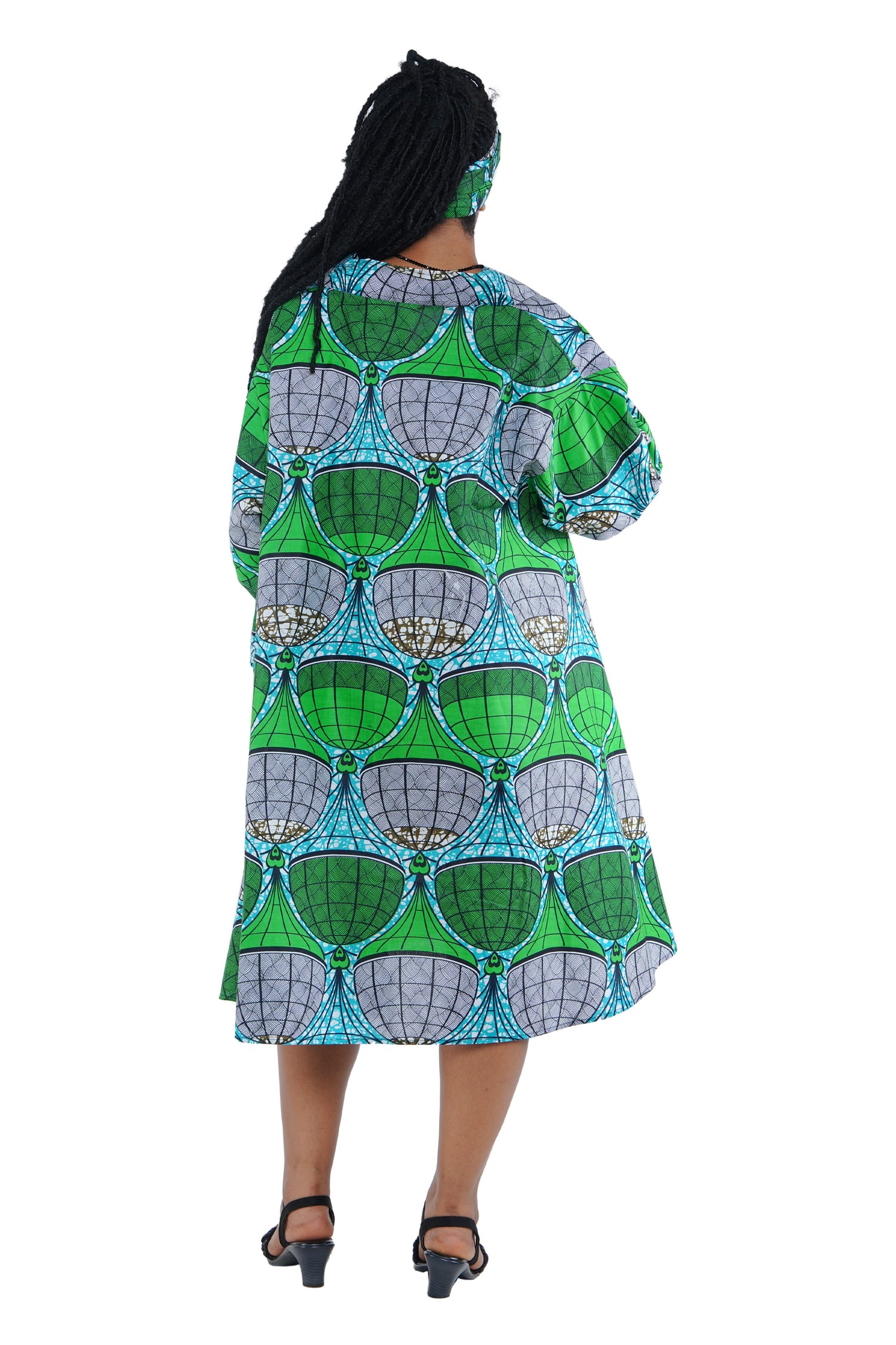 African Ladies Button Up Swing Dress