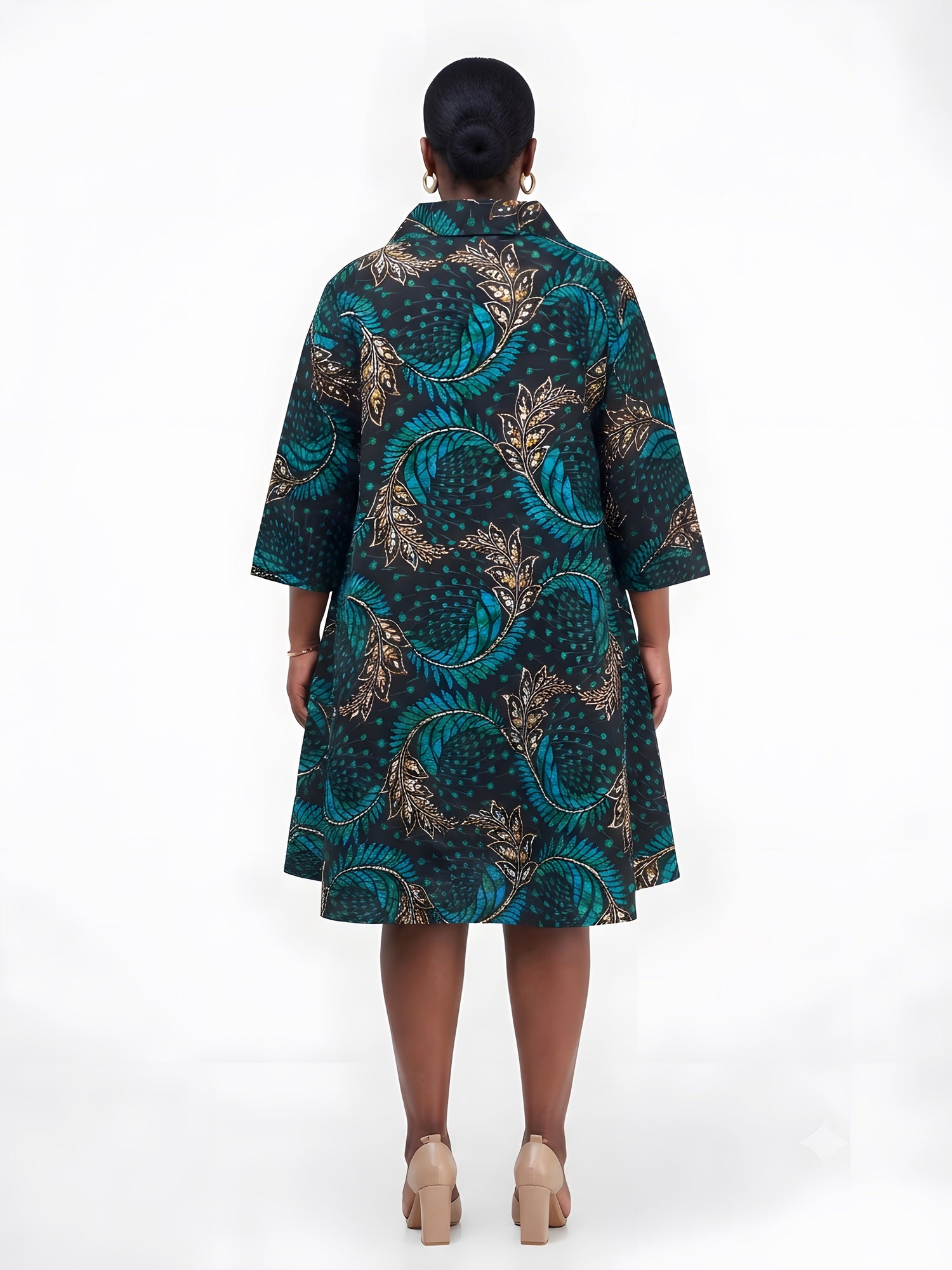 African Ladies Button Up Swing Dress | One Size