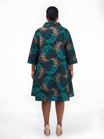African Ladies Button Up Swing Dress | One Size