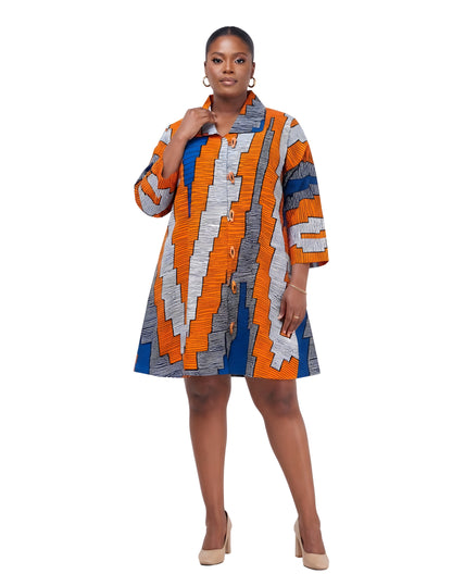 African Ladies Button Up Swing Dress | One Size