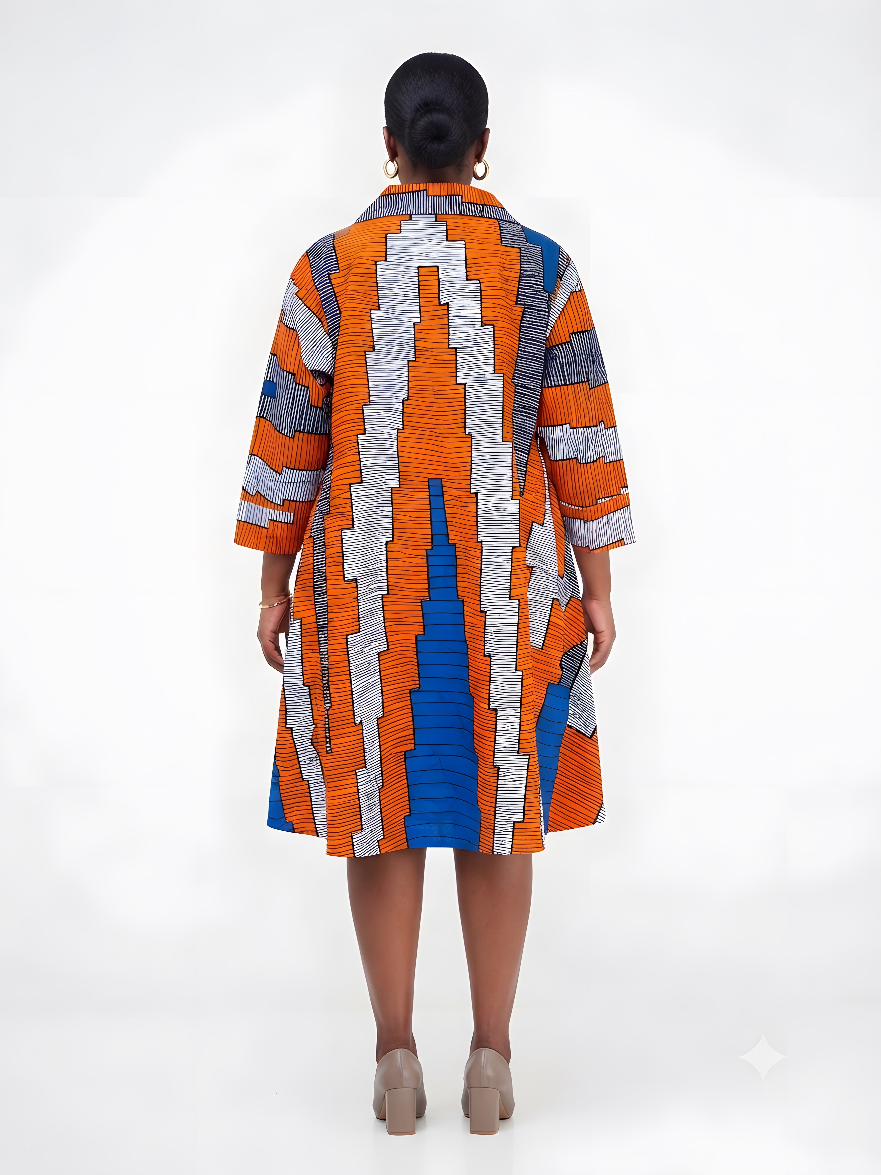 African Ladies Button Up Swing Dress | One Size
