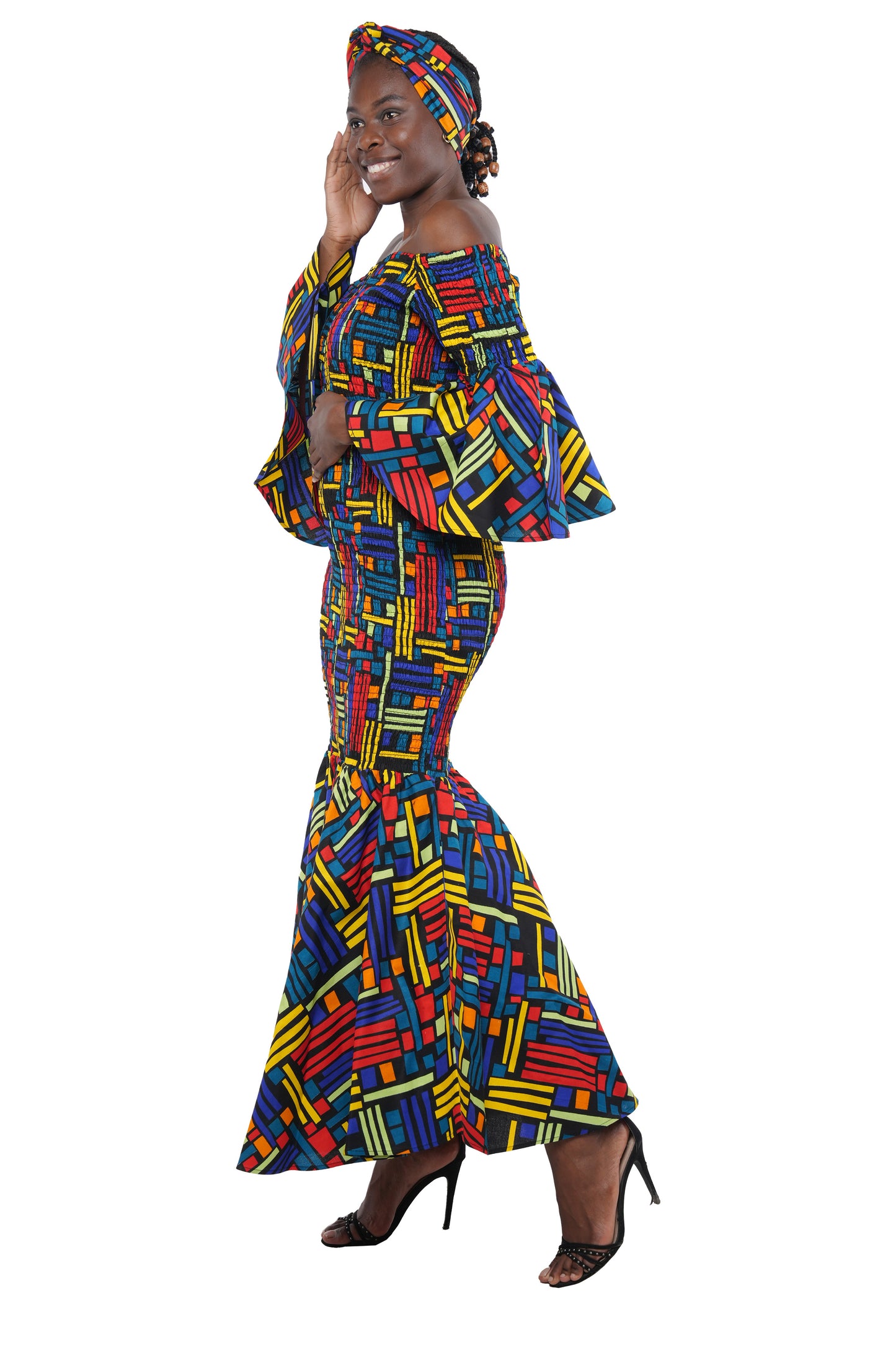 African Long Smoked Mermaid/Fish Tail Dress