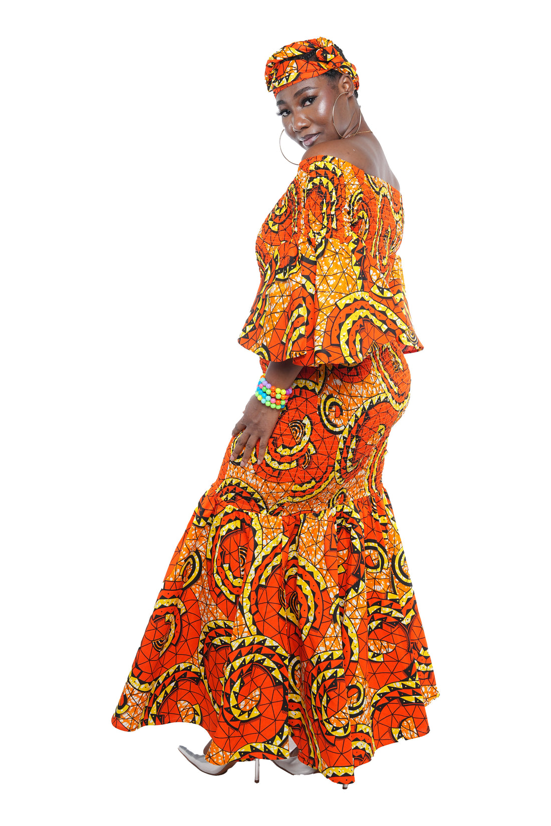 Ankara Long Smocked Fish Tail Dress | Mermaid Dress | One Size