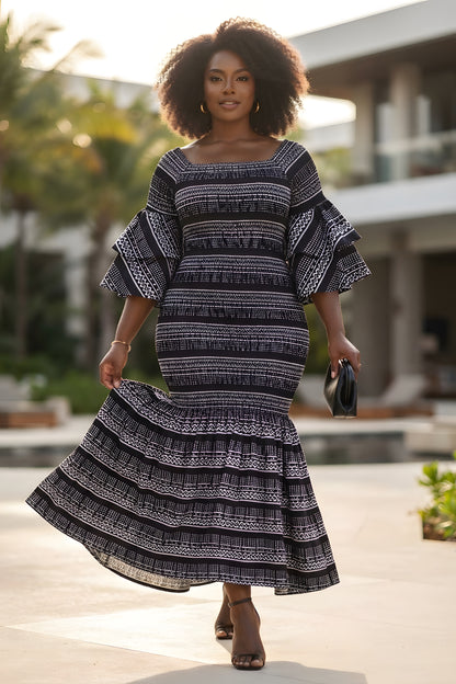 African Women Long Smoked Mermaid/Fish Tail Dress | One Size