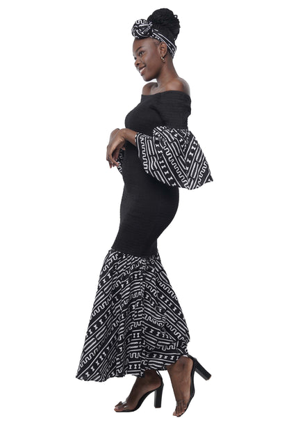 African Long Smoked Mermaid/Fish Tail Dress