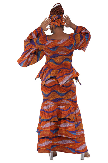 African Print Smocked Top and Fishtail Skirt Set | One Size &amp; Plus Size