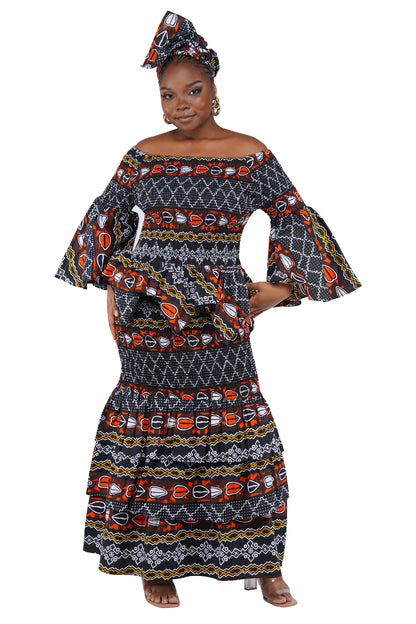 Smocked cotton top with zig zag hem – African print outfit