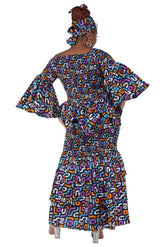 African two-piece cotton outfit with matching head wrap – full look