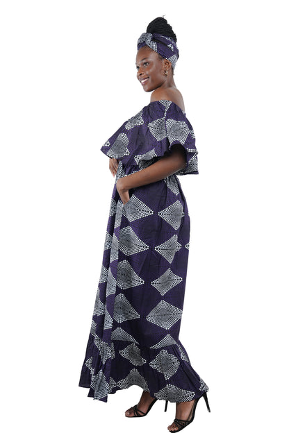 Ankara Printed Fit and Flare Maxi Dress