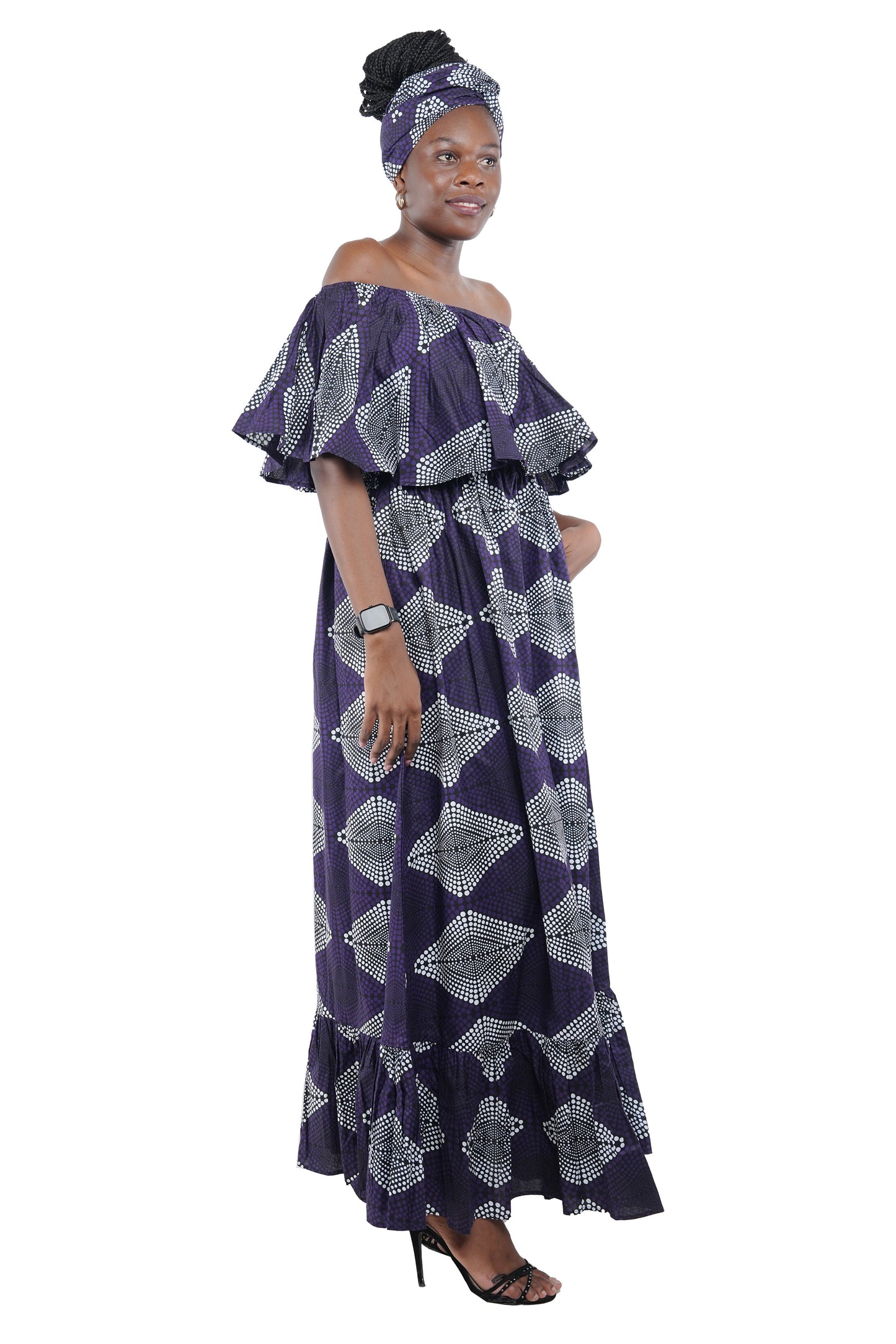 Ankara Printed Fit and Flare Maxi Dress