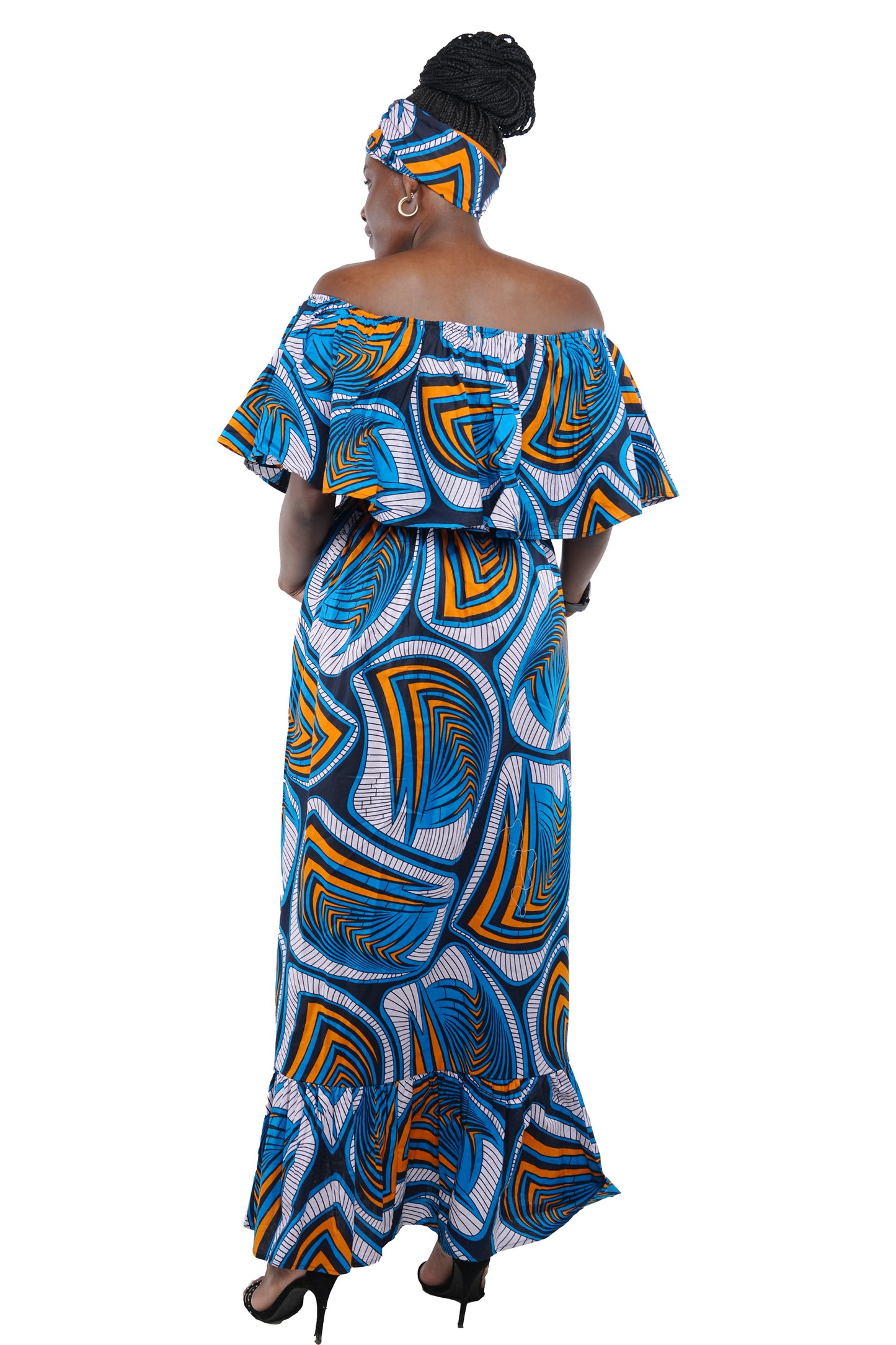 Ankara Printed Fit and Flare Maxi Dress