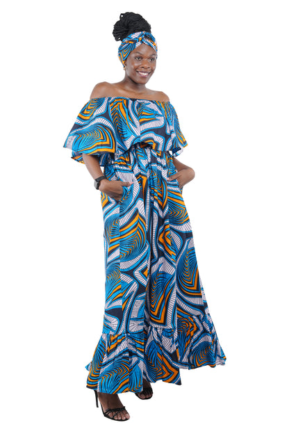 Ankara Printed Fit and Flare Maxi Dress