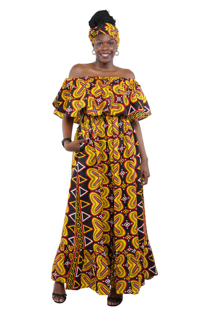 Ankara Printed Fit and Flare Maxi Dress