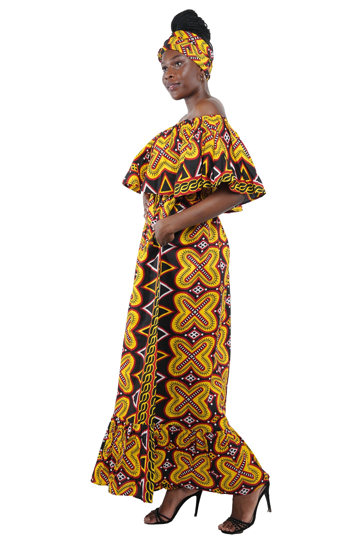 Ankara Printed Fit and Flare Maxi Dress