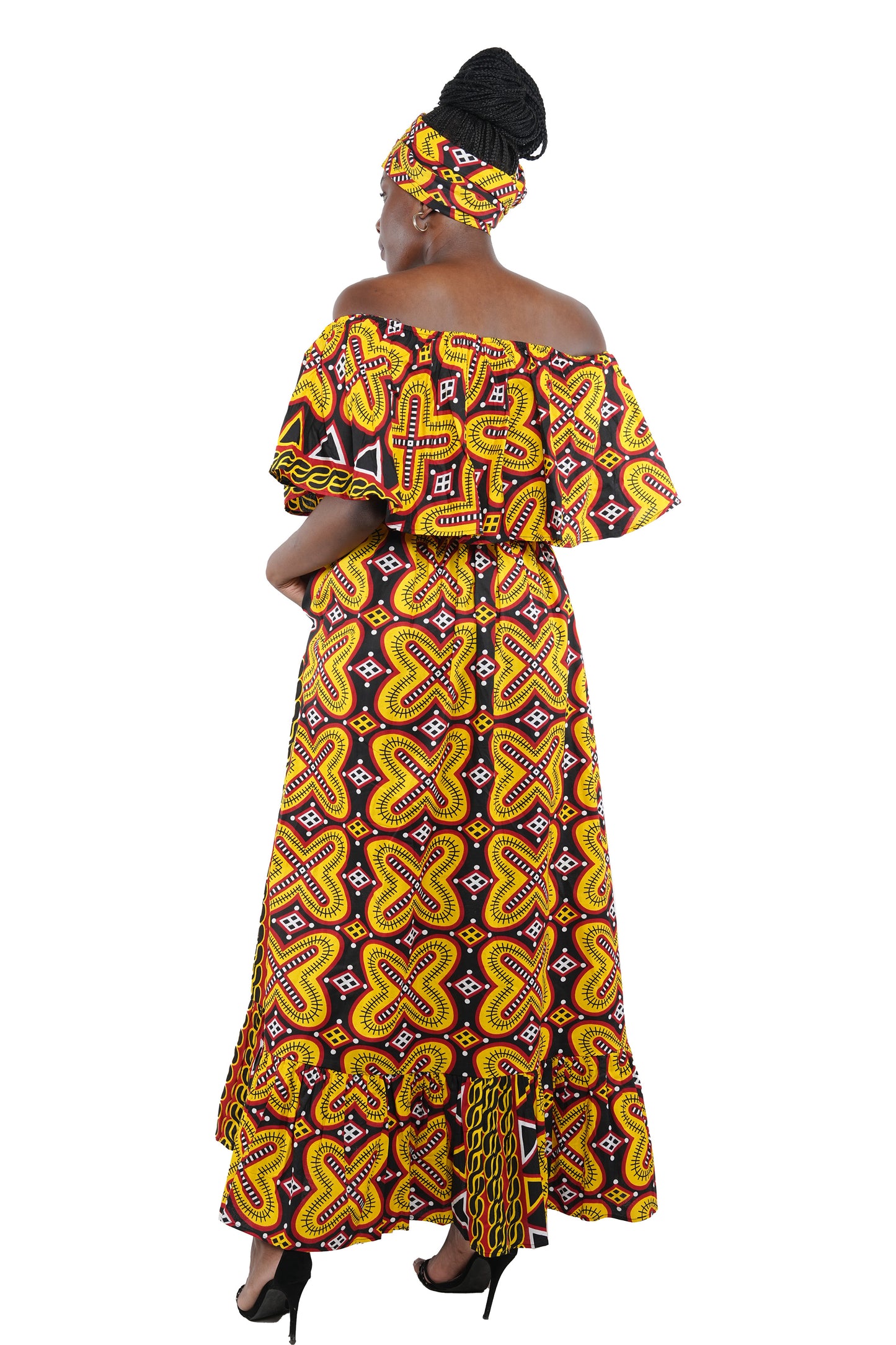 Ankara Printed Fit and Flare Maxi Dress