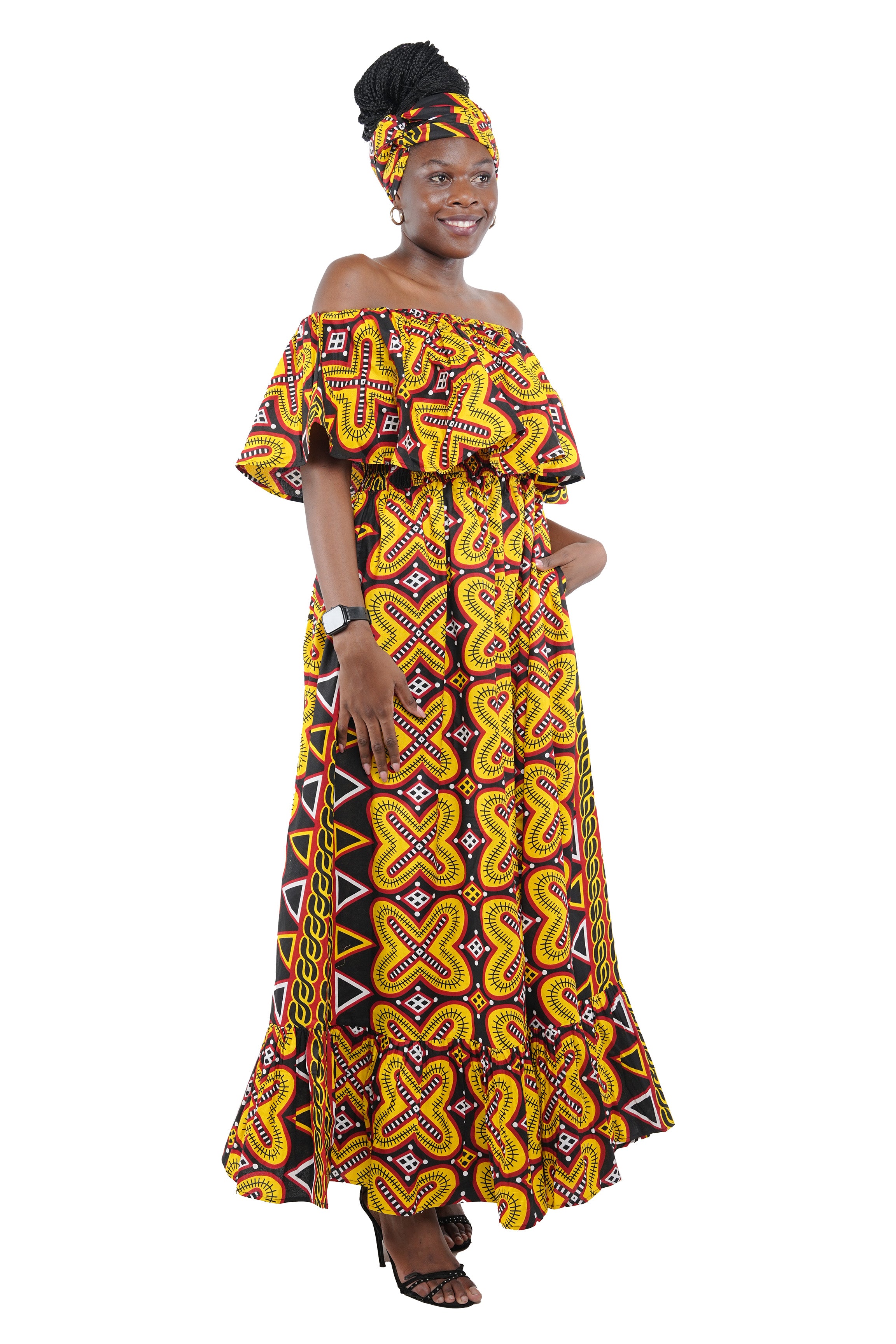 Ankara Printed Fit and Flare Maxi Dress