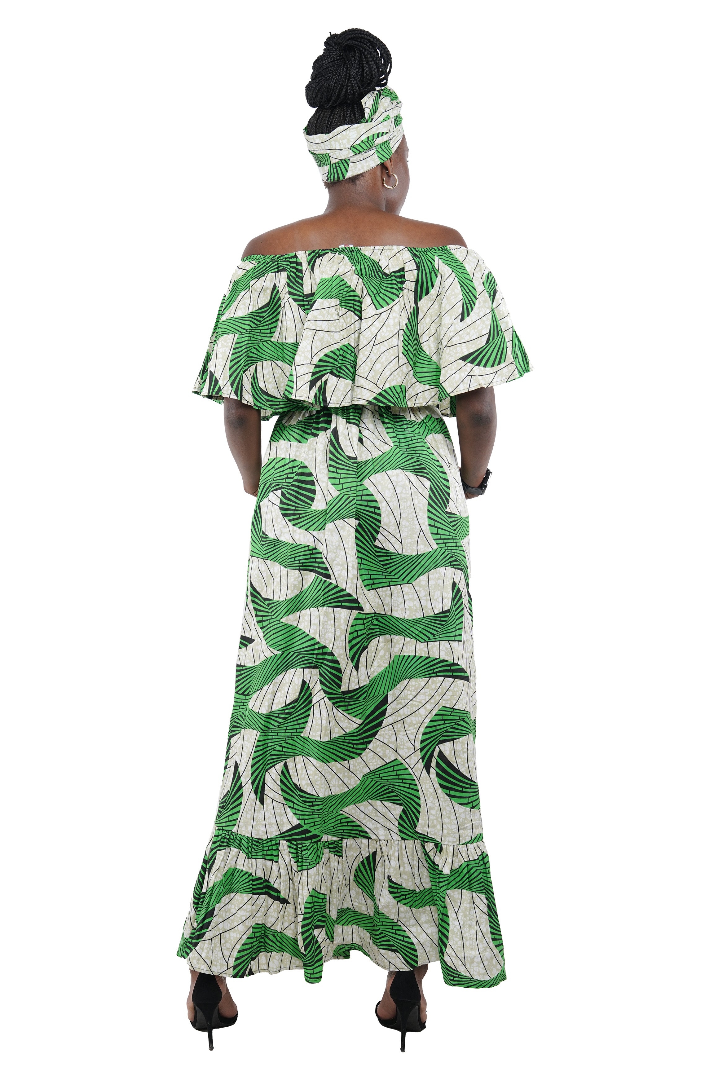 Ankara Printed Fit and Flare Maxi Dress