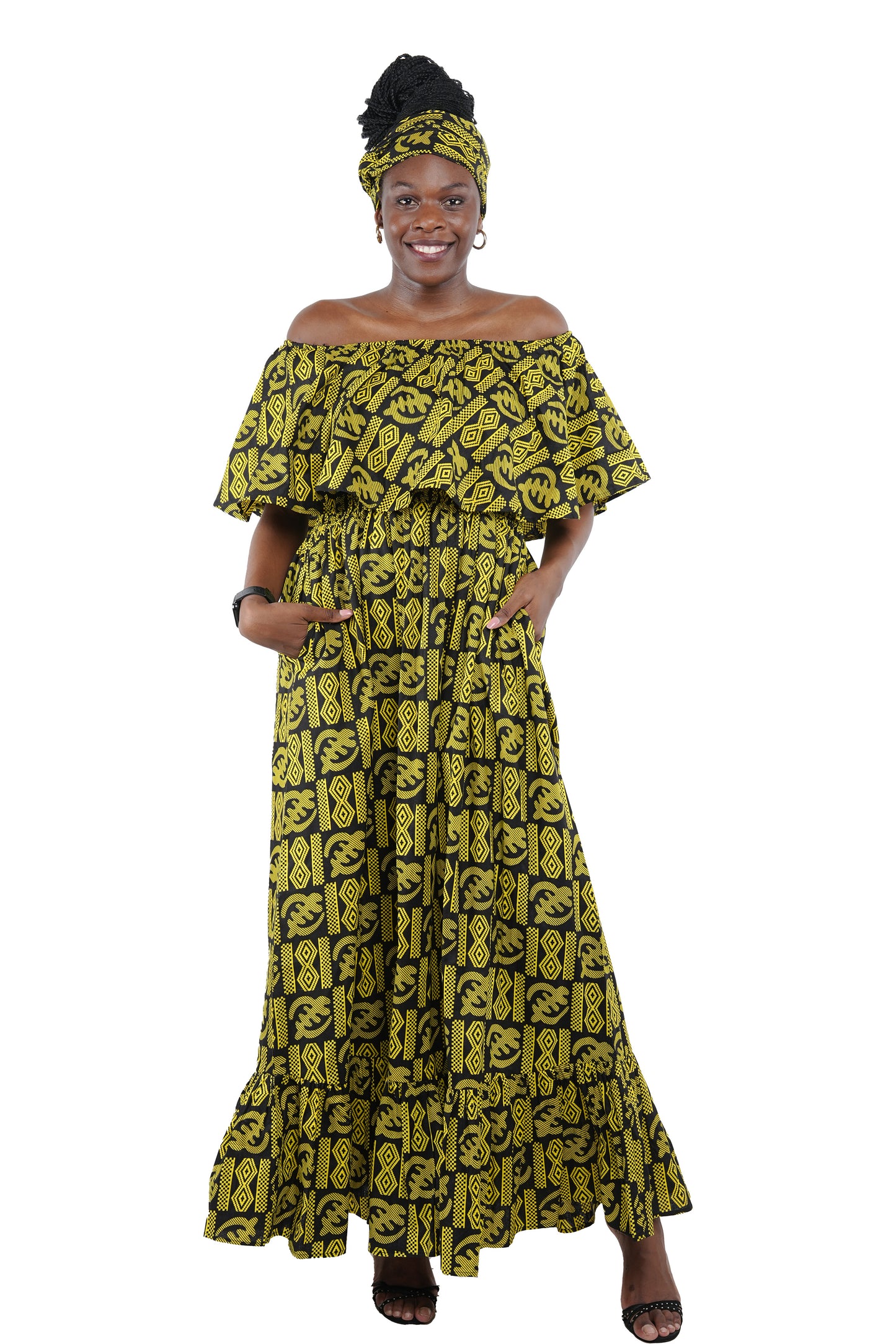 Ankara Printed Fit and Flare Maxi Dress